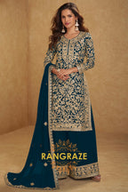 Teal Premium Georgette Designer Suit Set