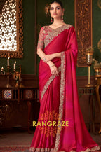 Radiant Red Embroidered Designer Saree