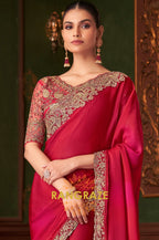 Radiant Red Embroidered Designer Saree