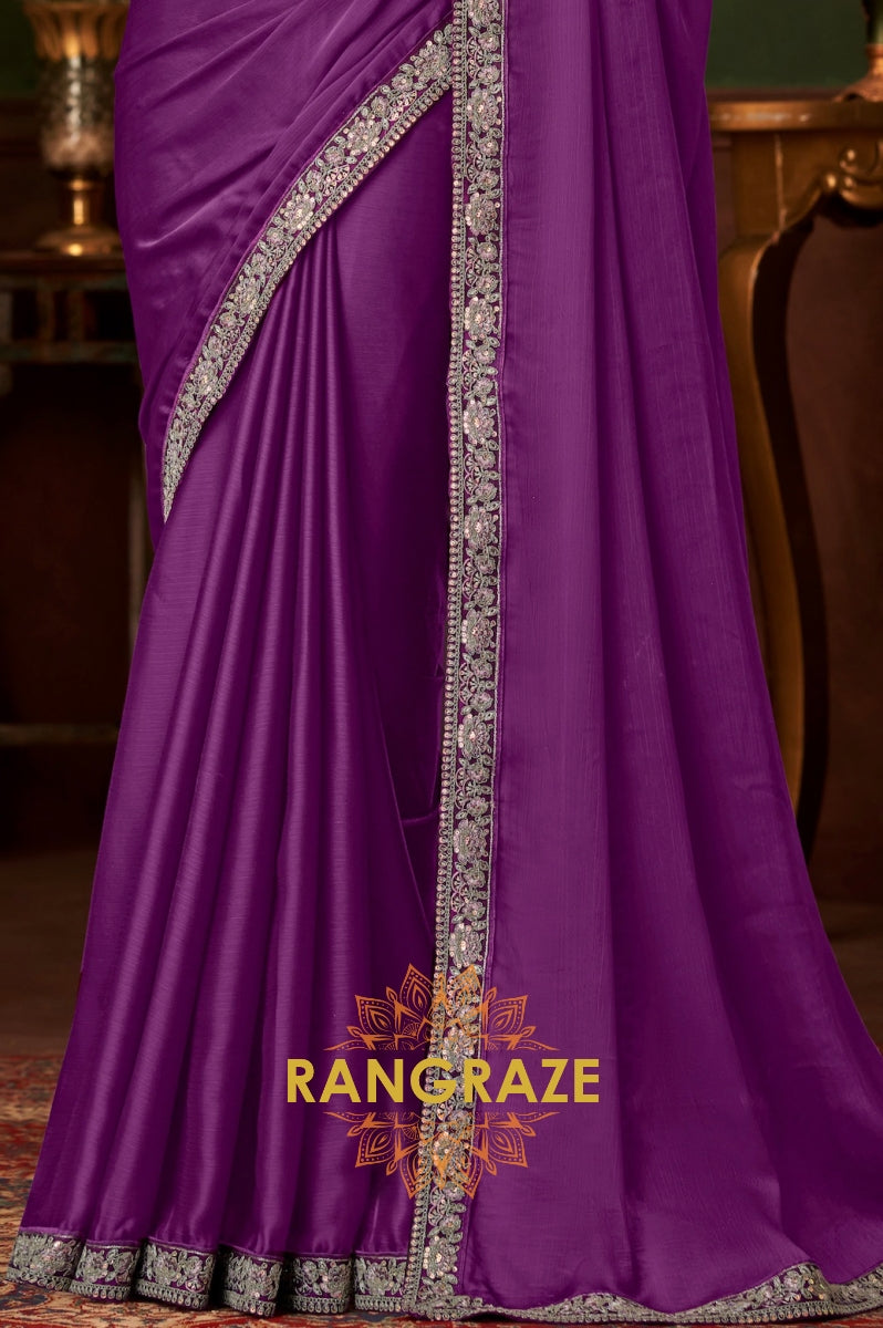 Enchanting Purple Designer Saree with Heavy Embroidery