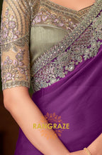 Enchanting Purple Designer Saree with Heavy Embroidery