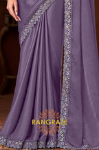 Lavender Designer Saree with Intricate Embroidery