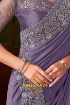 Lavender Designer Saree with Intricate Embroidery
