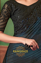 Midnight Blue Designer Saree with Intricate Embroidery