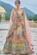 Sage Green and Blush Pink Embroidered Lehenga – A Regal Tribute to Nature's Elegance