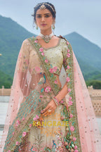 Sage Green and Blush Pink Embroidered Lehenga – A Regal Tribute to Nature's Elegance