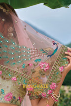 Sage Green and Blush Pink Embroidered Lehenga – A Regal Tribute to Nature's Elegance