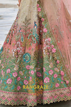 Sage Green and Blush Pink Embroidered Lehenga – A Regal Tribute to Nature's Elegance