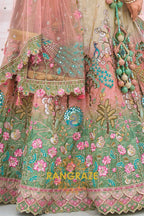 Sage Green and Blush Pink Embroidered Lehenga – A Regal Tribute to Nature's Elegance