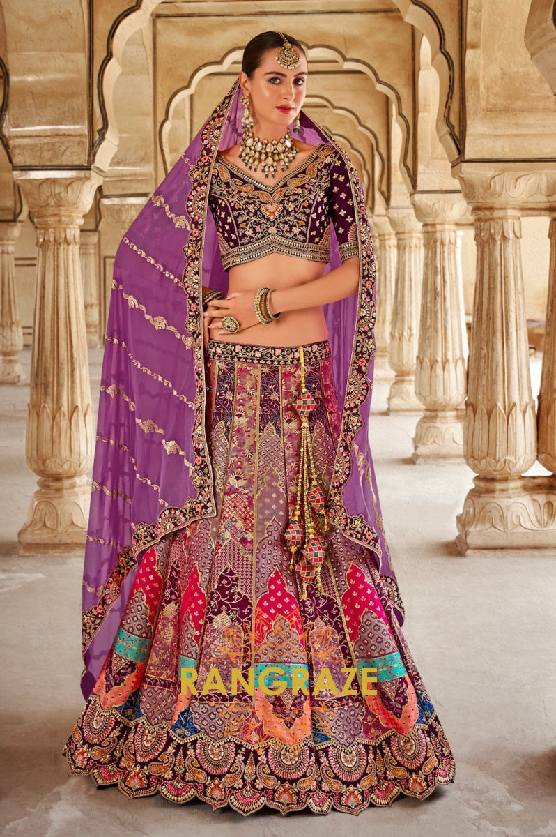 Royal Wine and Purple Banarasi Silk Lehenga – An Epitome of Timeless Elegance