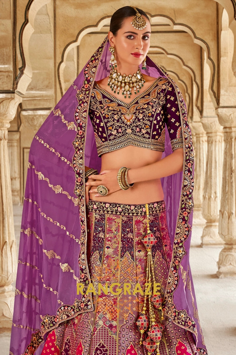 Royal Wine and Purple Banarasi Silk Lehenga – An Epitome of Timeless Elegance