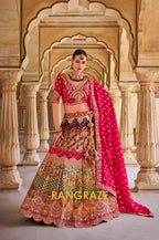 Ravishing Red and Multicolor Banarasi Silk Lehenga – A Vibrant Blend of Tradition and Grandeur