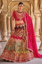 Ravishing Red and Multicolor Banarasi Silk Lehenga – A Vibrant Blend of Tradition and Grandeur