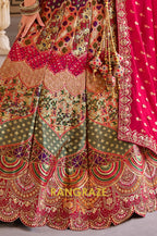 Ravishing Red and Multicolor Banarasi Silk Lehenga – A Vibrant Blend of Tradition and Grandeur