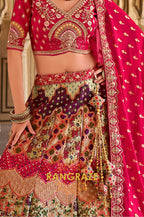 Ravishing Red and Multicolor Banarasi Silk Lehenga – A Vibrant Blend of Tradition and Grandeur