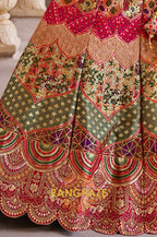 Ravishing Red and Multicolor Banarasi Silk Lehenga – A Vibrant Blend of Tradition and Grandeur