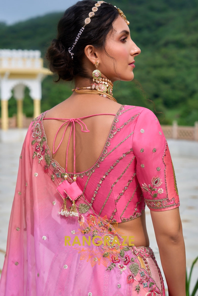 Blush Pink and Pastel Multicolor Embroidered Lehenga – A Symphony of Elegance and Grace