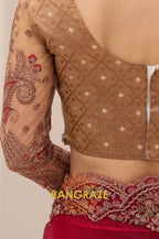 Wine Red Premium Georgette Embroidered Saree