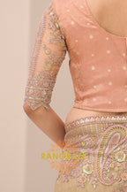 Sage Green Tissue Silk Embroidered Saree with Designer Blouse