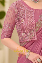 Teal Green Tissue Silk Embroidered Saree with Designer Blouse