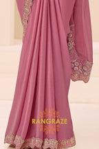 Teal Green Tissue Silk Embroidered Saree with Designer Blouse