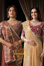Maroon Multicolor Printed Satin Silk Embroidered Saree with Designer Blouse