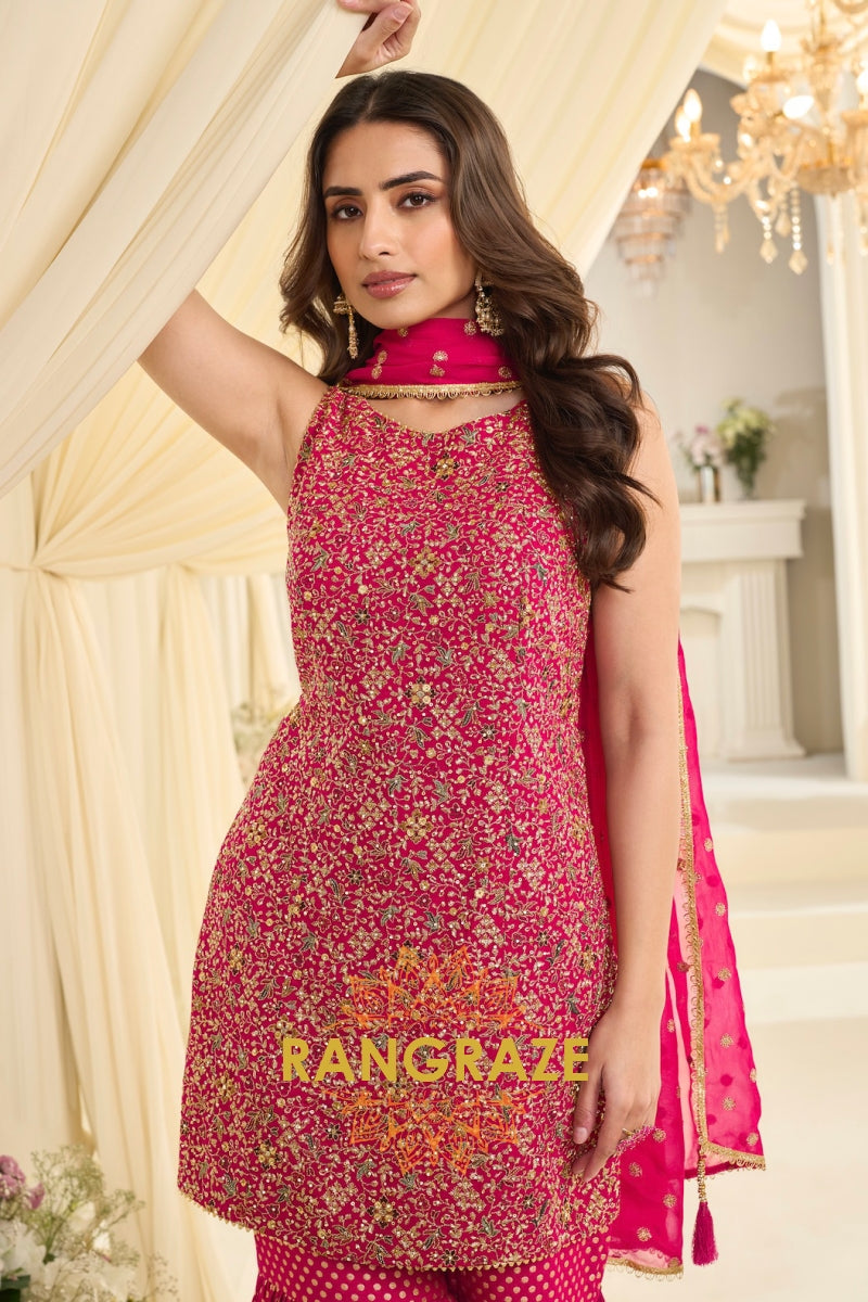 Rani Pink Premium Georgette Suit Set