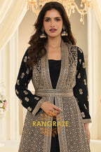 Black Premium Chinon Embroidered Anarkali Set