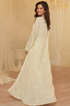 Ivory Zareen Georgette Jacket Croptop Skirt Suit Set