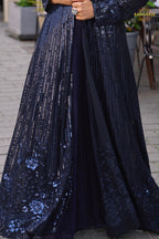 Midnight Sequined Georgette Palazzo Set