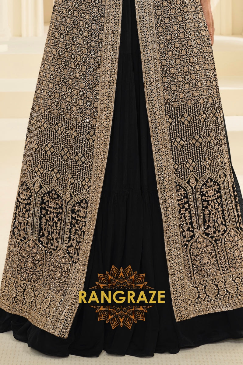 Black Premium Chinon Embroidered Anarkali Set