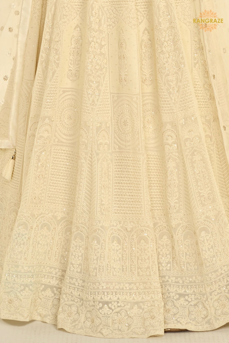 Ivory Maharani Premium Georgette Anarkali Gown Set