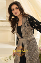 Black Premium Chinon Embroidered Anarkali Set