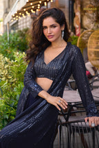 Midnight Sequined Georgette Palazzo Set