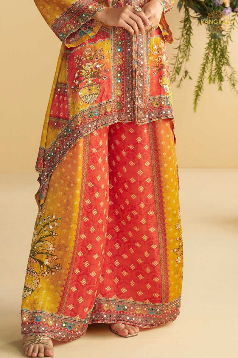 Zariya Crepe Silk Embroidered Mirror Work Suit Set