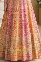 Peach Pink Premium Georgette Designer Anarkali Suit Set