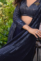 Midnight Sequined Georgette Palazzo Set