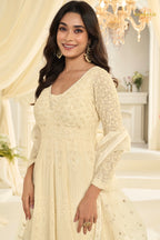 Ivory Maharani Premium Georgette Anarkali Gown Set
