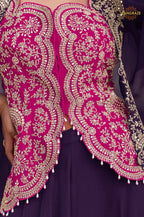 Royal Plum Chinnon Silk Jacket Suit Set