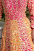 Peach Pink Premium Georgette Designer Anarkali Suit Set