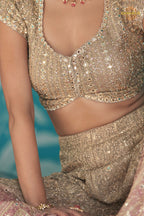 Rose Gold Readymade Georgette Palazzo Suit Set with Dupatta