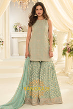 Mint Luxe Premium Georgette Sharara Set