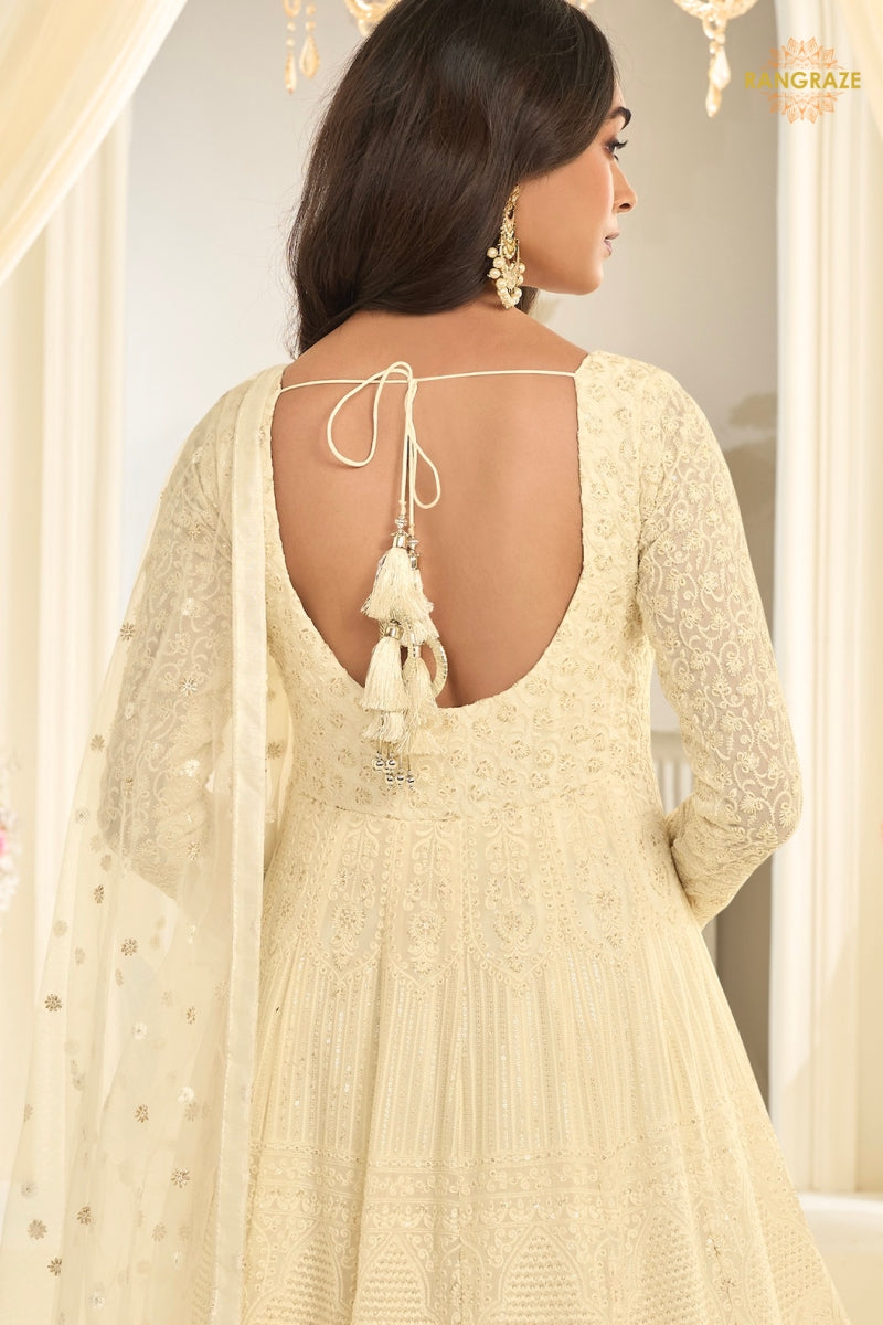Ivory Maharani Premium Georgette Anarkali Gown Set