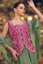 Olive Zaria Chinnon Silk Jacket Suit Set