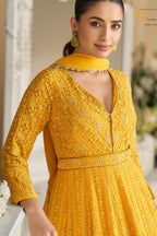 Mustard Yellow Premium Georgette Anarkali Suit Set