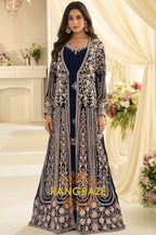 Navy Blue Premium Chinon Embroidered Anarkali Set