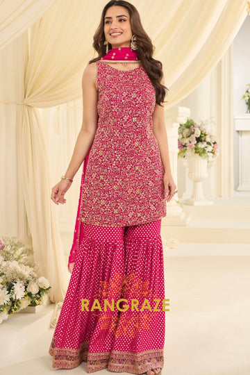 Rani Pink Premium Georgette Suit Set