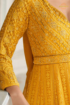 Mustard Yellow Premium Georgette Anarkali Suit Set