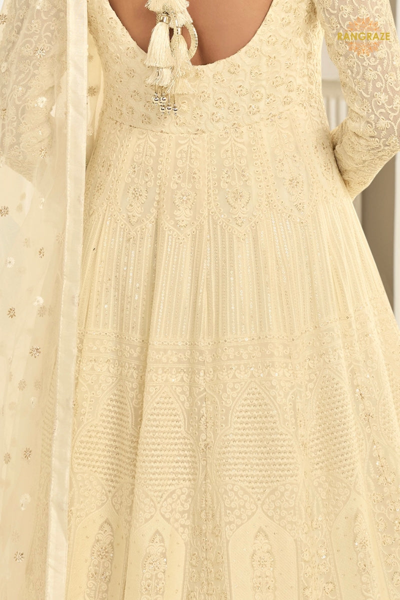 Ivory Maharani Premium Georgette Anarkali Gown Set