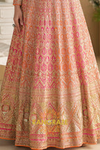 Orange Peach Premium Georgette Designer Anarkali Suit Set